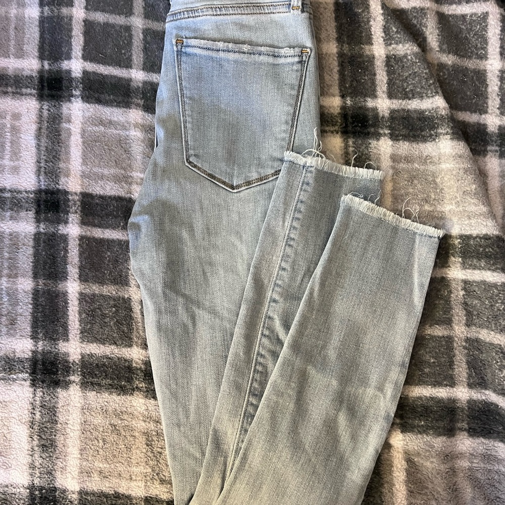 Abercrombie & Fitch 00S High-Rise Super Skinny light wash color with holes